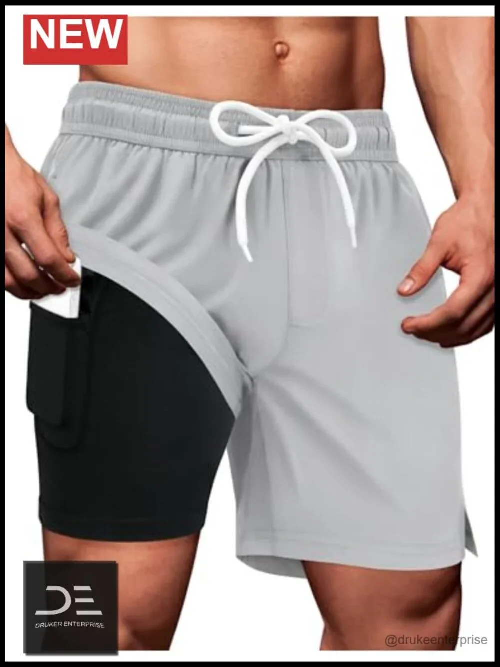 Men's Swim Trunks 5 Inch with Compression Liner UPF 50+ Quick Dry